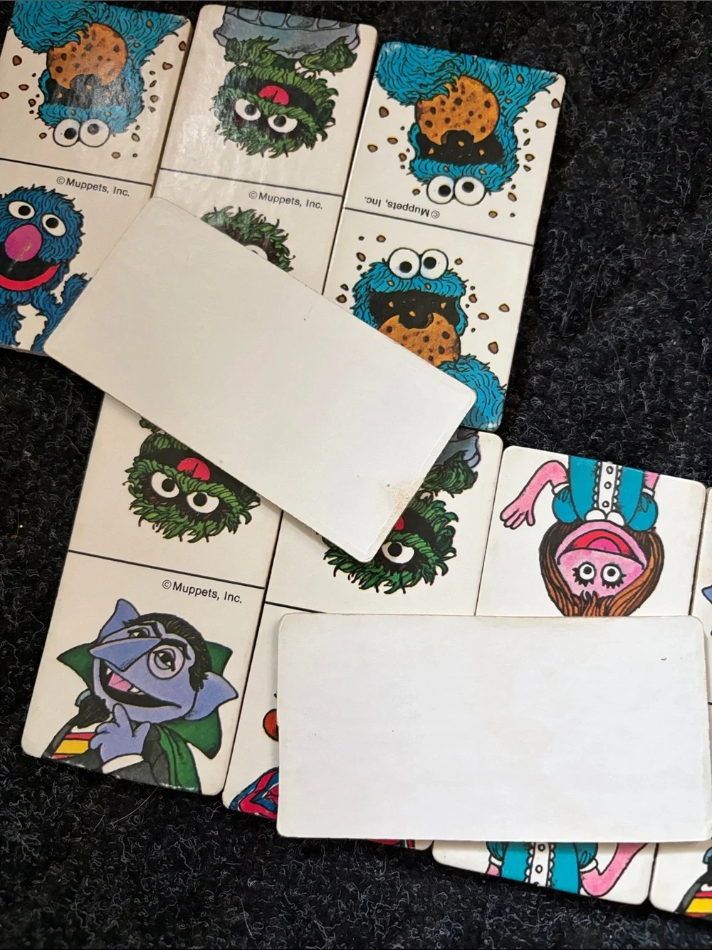 Vintage Sesame Street Dominoes Game 1980 - 30 Cardboard Dominoes Complete Set